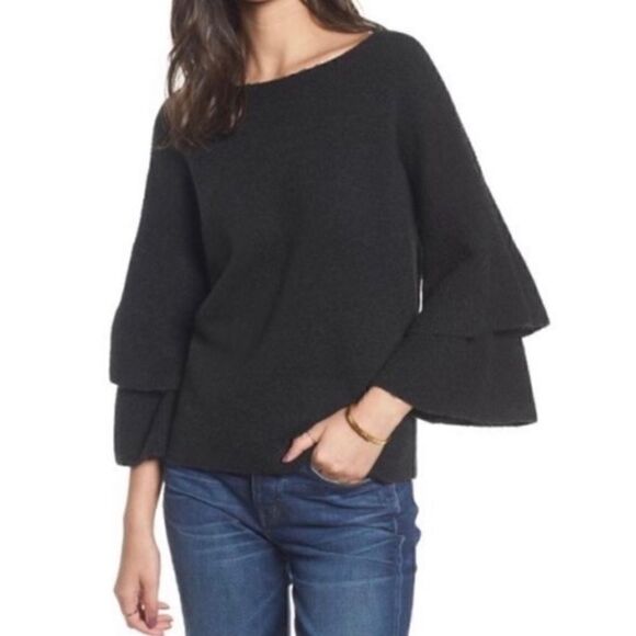 Madewell black flutter sleeve sweater - Picture 1 of 4
